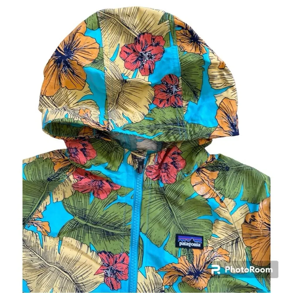 Patagonia Kids’ Baggies Jacket Multi Tropical Flowers Water Resistant Size 10